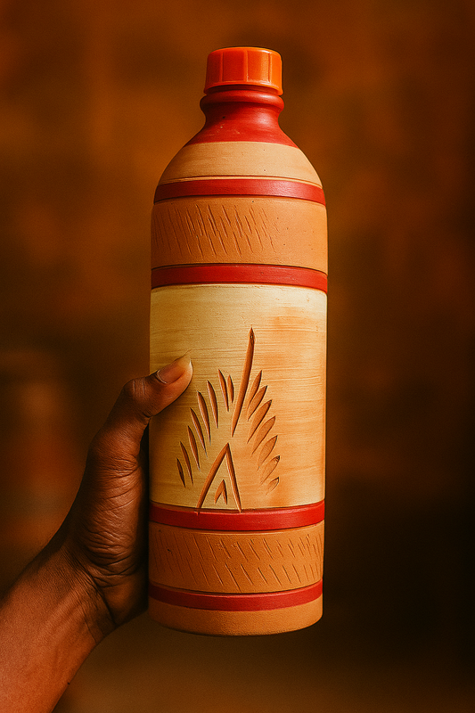 Traditional 1 litter Clay Water Bottle with Leak-Proof Top | 1 litter மண் வாட்டர் பாட்டில் (கசிவில்லா மூடியுடன்)