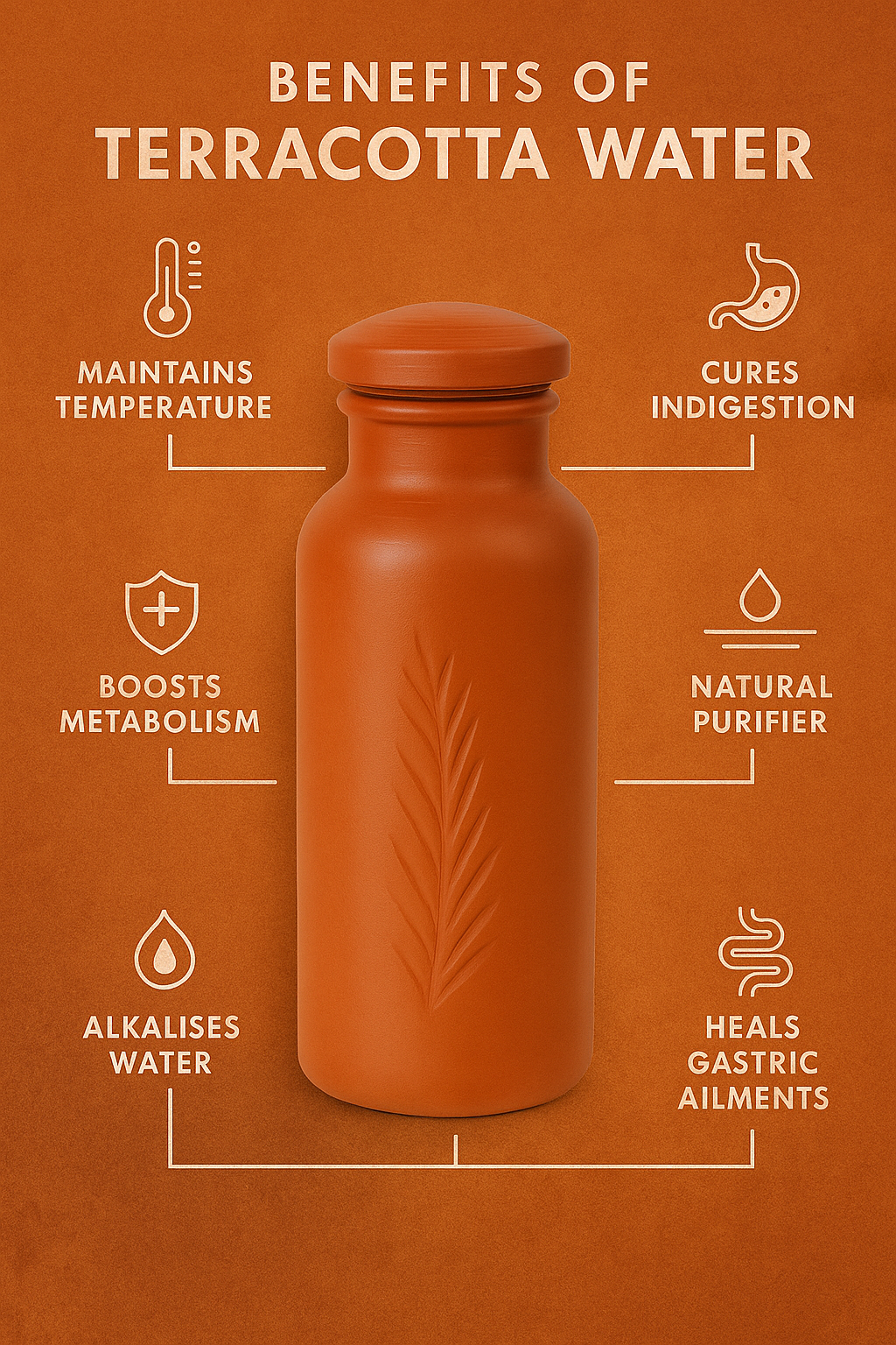 Nature's Coolness, in Your Hands | 100% Earthen Water Bottle (1 litter).