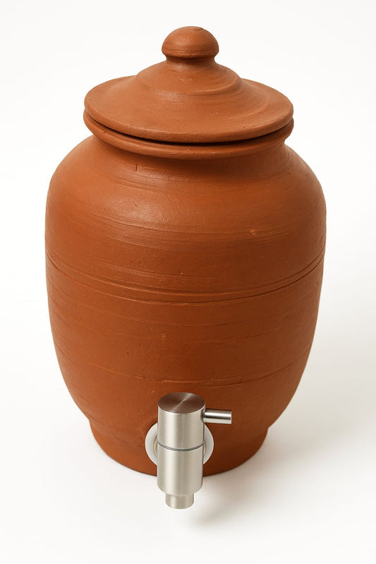 Your Family's Fountain of Health | 10L and 5L Earthen Water Pot with steel Tap with free glass