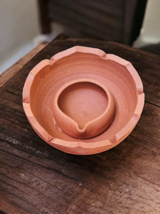Handcrafted Clay Lotus Lamp | மண் தாமரை விளக்கு