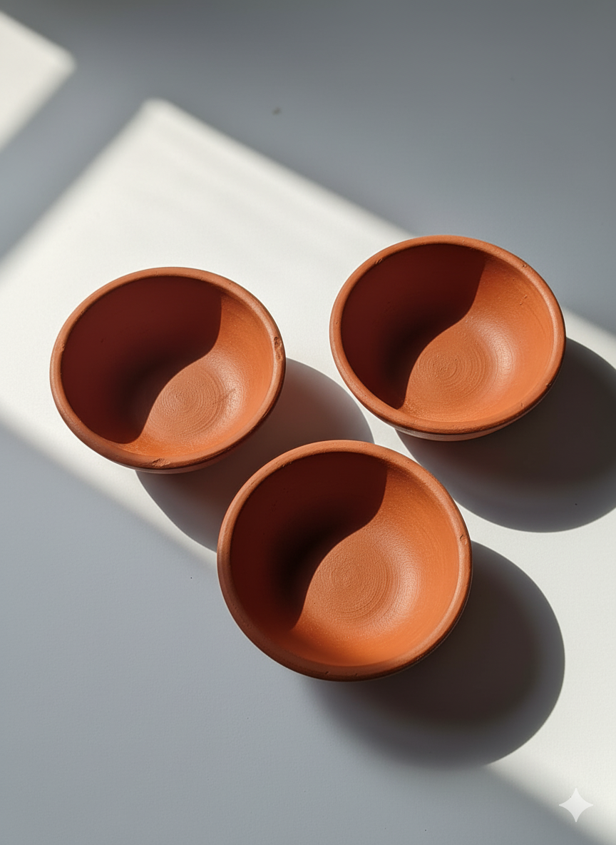 Traditional Clay Bowl Combo (3 Pack) | Toxin-Free Serving,(kennam set ) பாரம்பரிய மண்பாண்டக் கிண்ணத் தொகுப்பு (3 அலகு) |