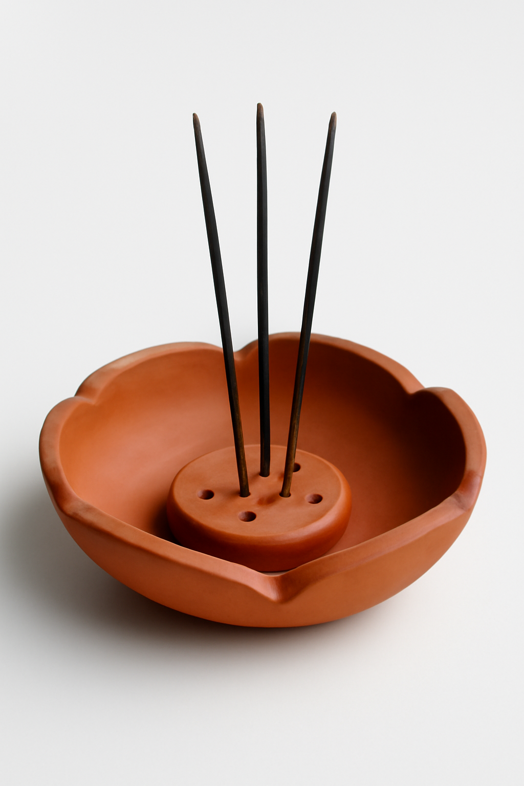Traditional Clay Incense Holder - Lotus Design (uthu patti stand )