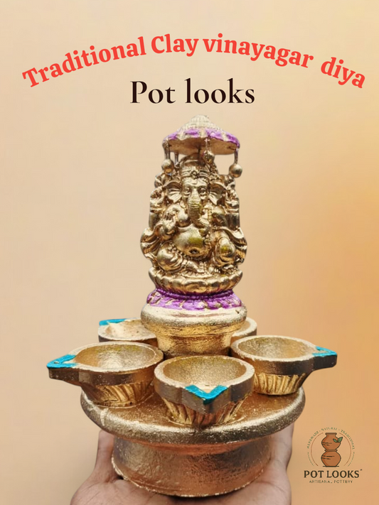 Auspicious 5-Face Ganesha Deepam (diya) -மங்கள 5-முக விநாயகர் விளக்கு - POT LOOKS™