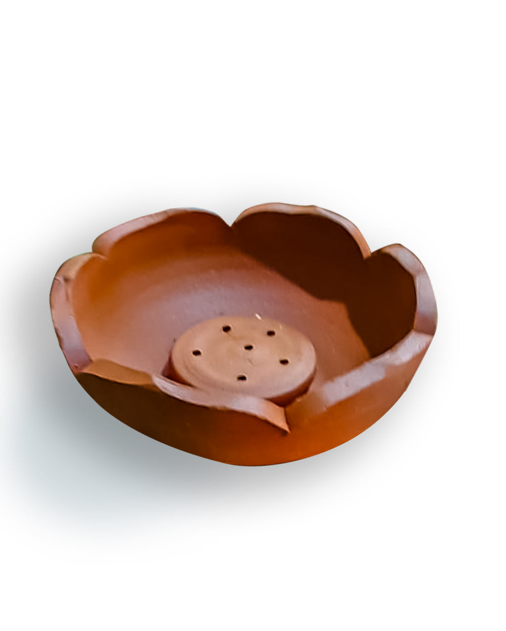 Traditional Clay Incense Holder - Lotus Design (uthu patti stand )