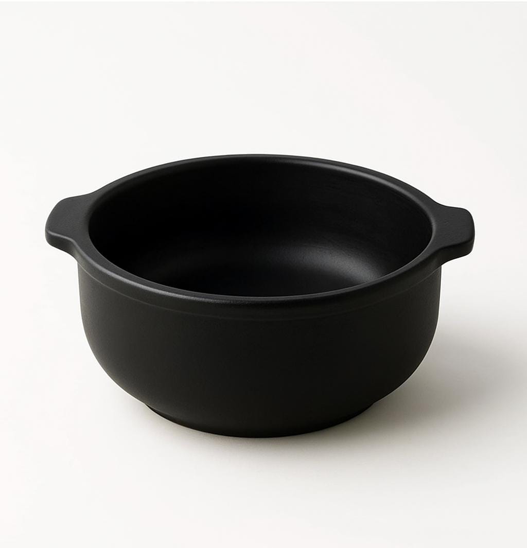 Premium Black Clay Curry Pot (Pre-Seasoned & Ready to Cook) Traditional Black Clay Cooking Pot | Karuppu Man Satti