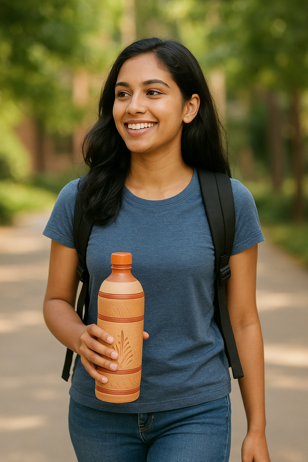Traditional 1 litter  Clay Water Bottle with Leak-Proof Top | 1 litter மண் வாட்டர் பாட்டில் (கசிவில்லா மூடியுடன்)
