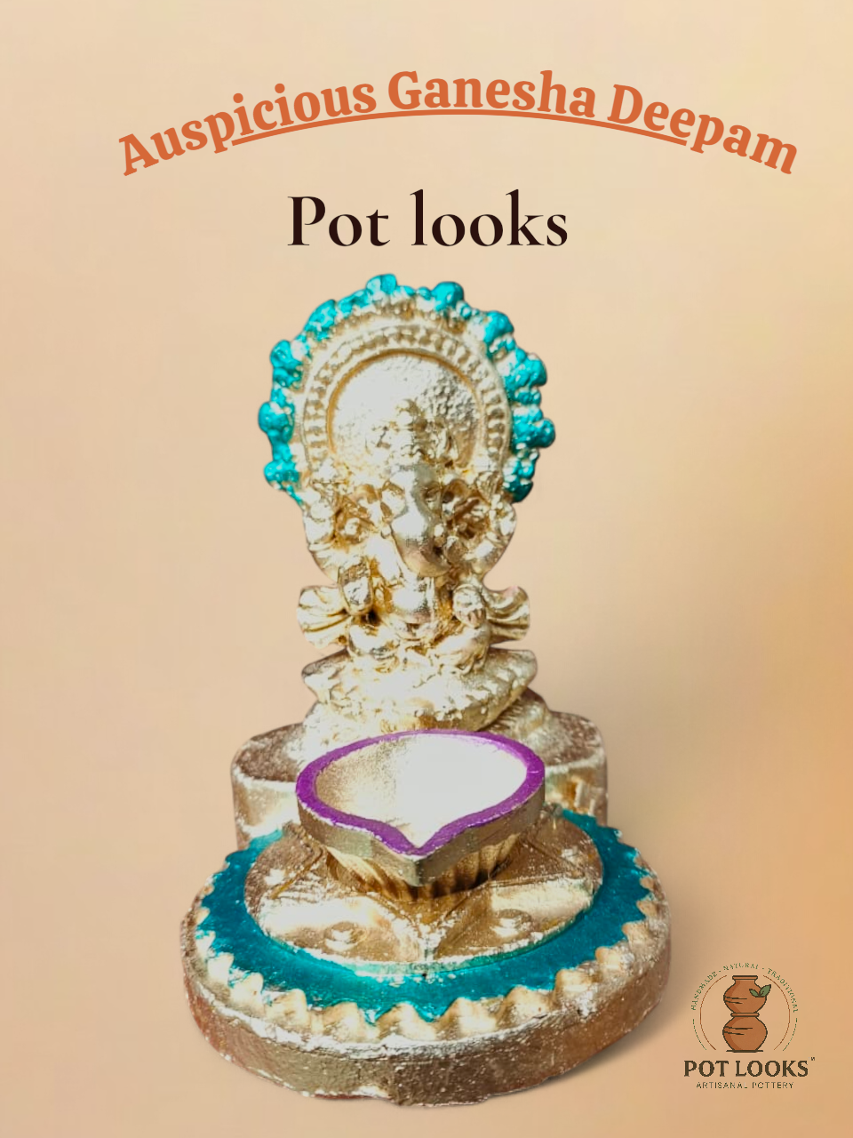 vinayagar (ganesha) deebam  மங்கள விநாயகர் விளக்கு மண்பாண்டத் தீபம் - POT LOOKS™