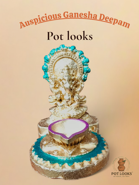 vinayagar (ganesha) deebam  மங்கள விநாயகர் விளக்கு மண்பாண்டத் தீபம் - POT LOOKS™