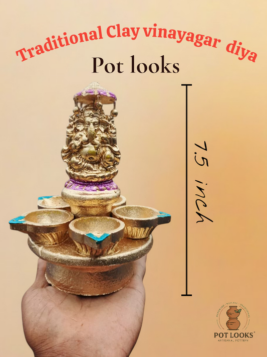 Auspicious 5-Face Ganesha Deepam (diya) -மங்கள 5-முக விநாயகர் விளக்கு - POT LOOKS™