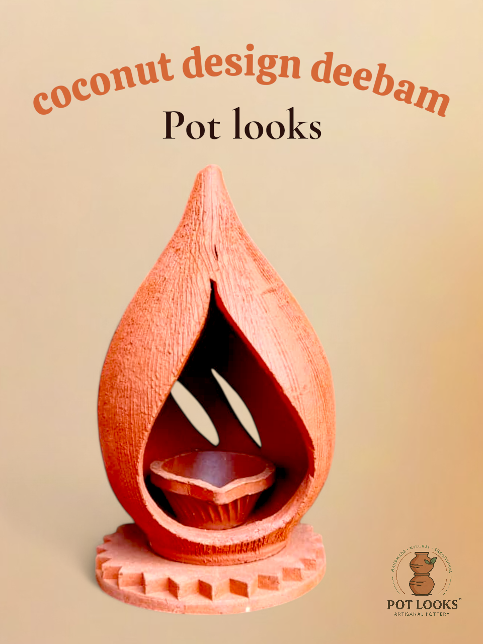 Terracotta Tear-Drop Hanging Diya | மண்பாண்ட நீர்த்துளி தொங்கும் தீபம் (velakku ) Coconut Diya