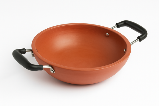 Grandma's Secret Recipe, in Your Kitchen | Traditional Earthen Kadai with Dual Handles