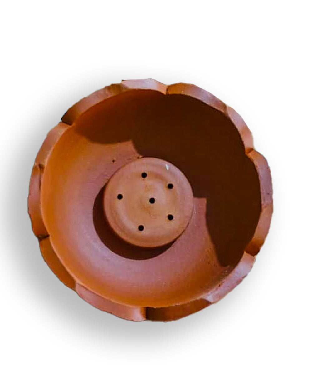 Traditional Clay Incense Holder - Lotus Design (uthu patti stand )