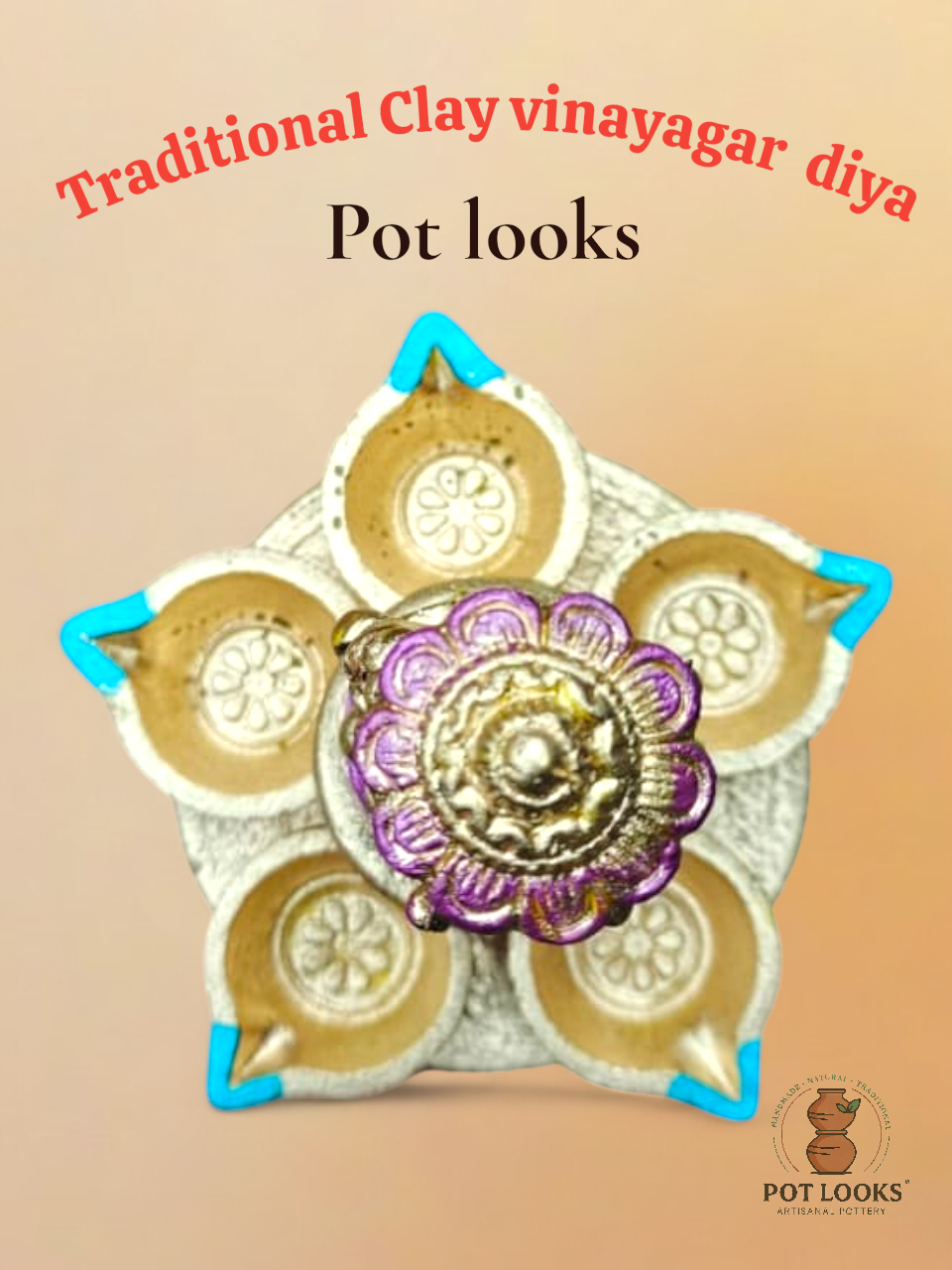 Auspicious 5-Face Ganesha Deepam (diya) -மங்கள 5-முக விநாயகர் விளக்கு - POT LOOKS™