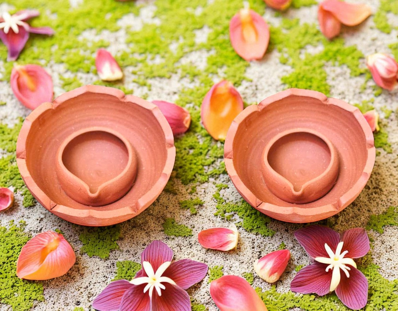 Handcrafted Clay Lotus Lamp | மண் தாமரை விளக்கு