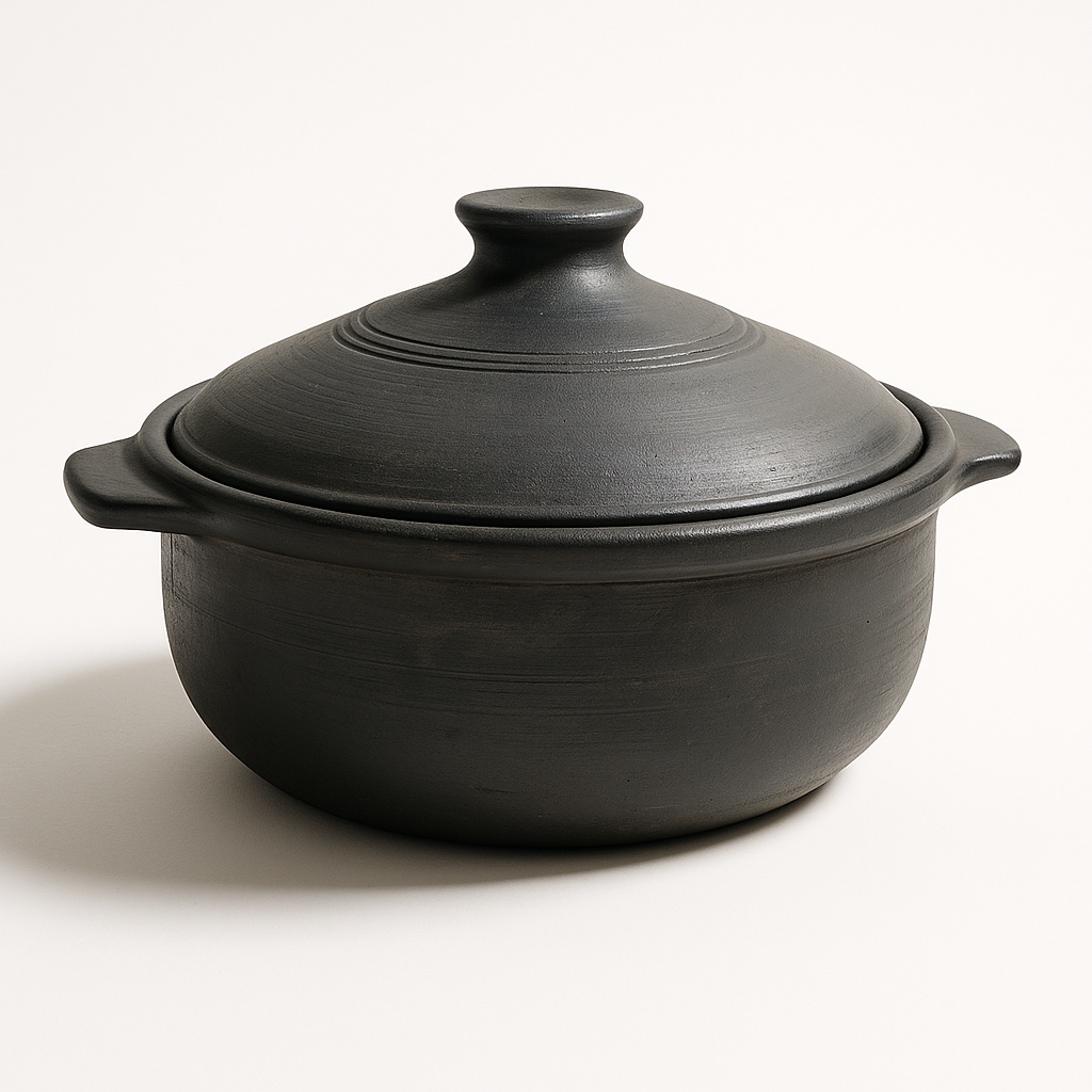 Premium Traditional Black Clay Curry Pot (Pre-Seasoned ) | Karuppu Man Satti