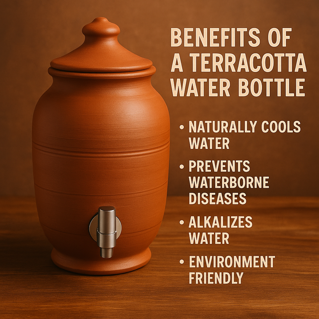 Your Family's Fountain of Health | 10L and 5L Earthen Water Pot with steel Tap with free glass