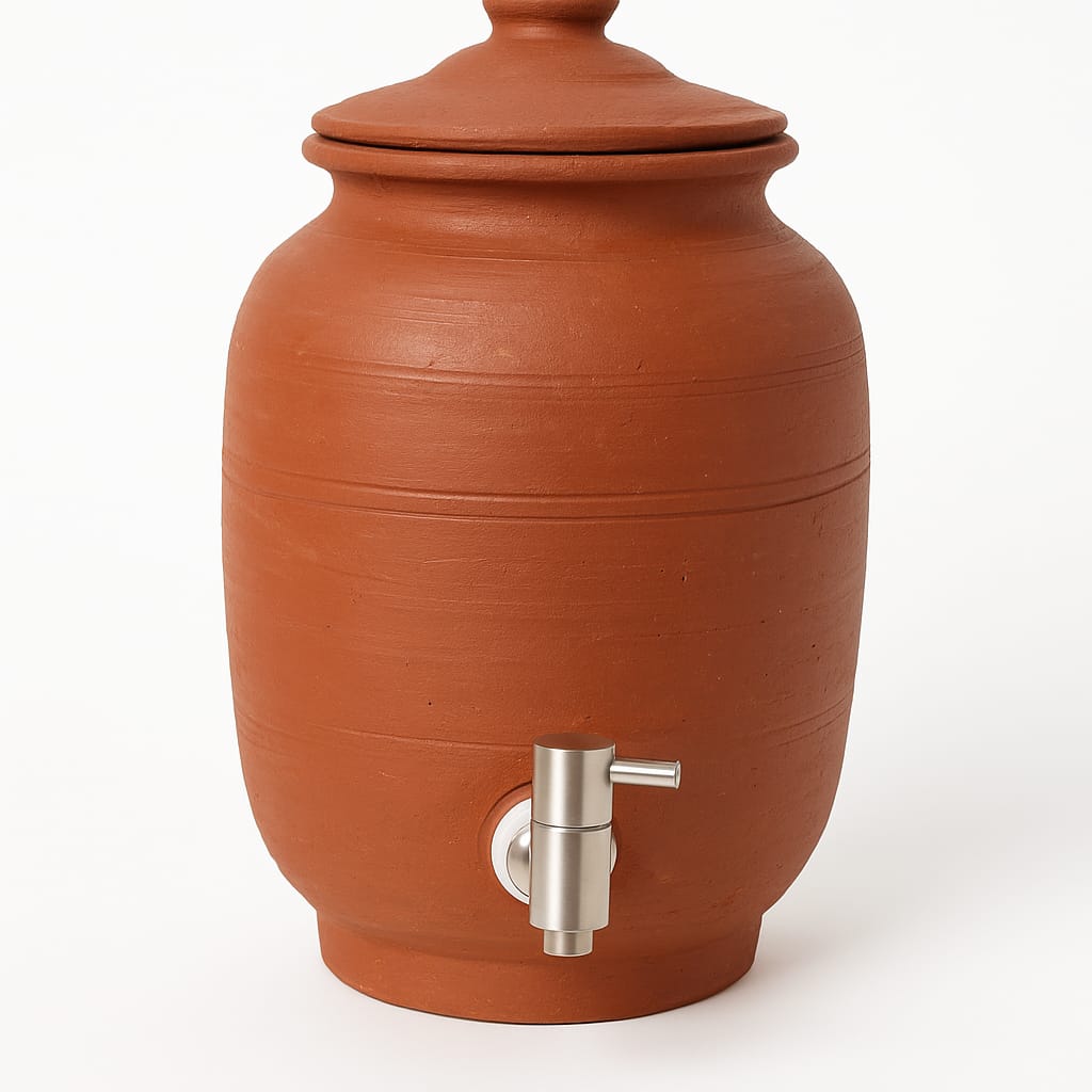 Your Family's Fountain of Health | 10L and 5L Earthen Water Pot with steel Tap with free glass