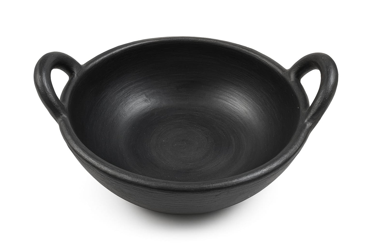 Traditional Black Clay Kadai with Clay Handle | கருப்பு மண் கடாய் (மண் கைப்பிடியுடன்)