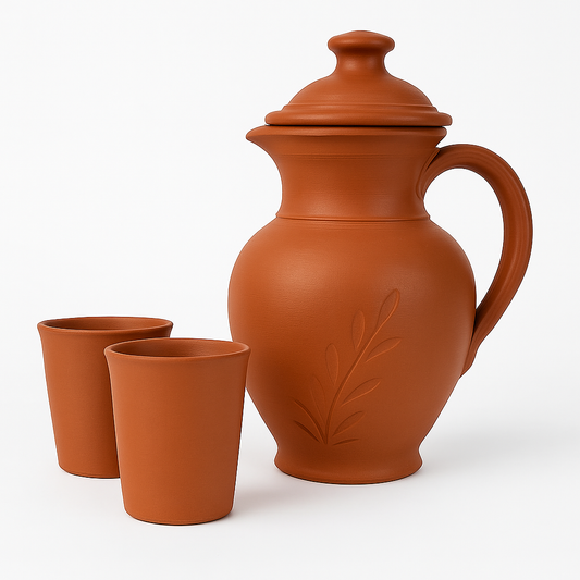 The New Beauty of Your Table | 2L Earthen Water Jug (with 2 Glasses)