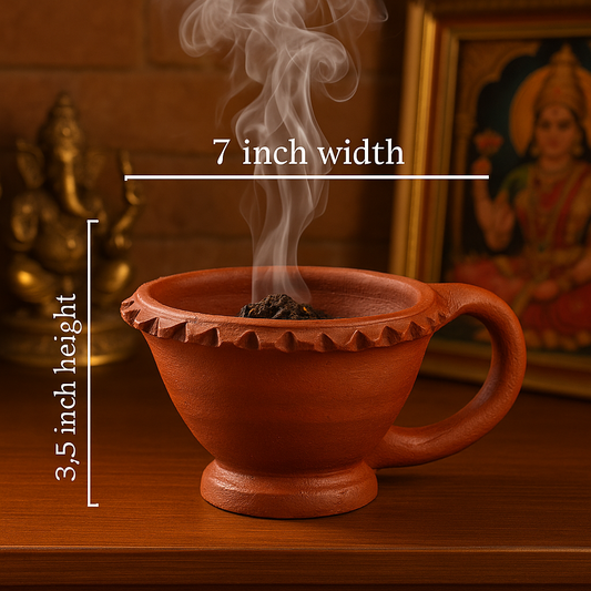 Traditional Clay Sambrani Cup | Purity & Positive Energy Dispenser |பாரம்பரியக் களிமண் சாம்பிராணி கோப்பை | புனிதமும் நேர்மறை ஆற்றலும்