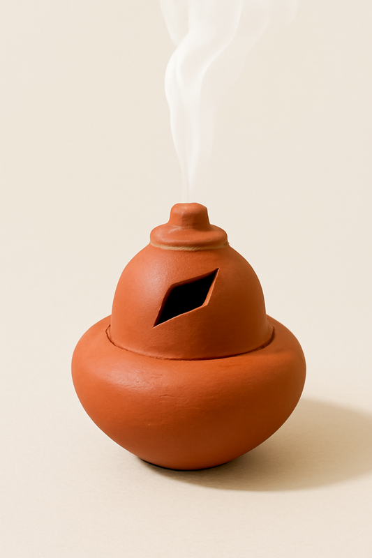 Handcrafted Earthenware Sambrani Stand | Lotus Design