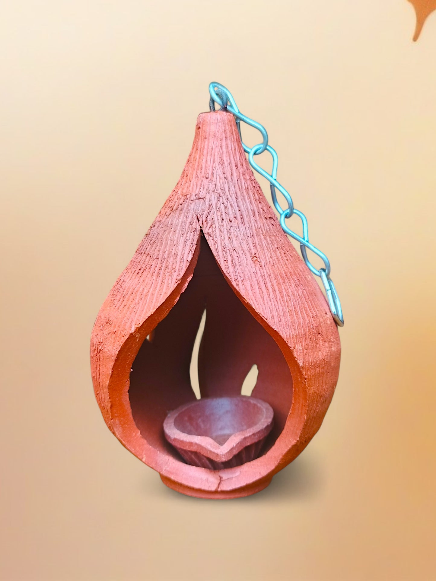 Terracotta Tear-Drop Hanging Diya | மண்பாண்ட நீர்த்துளி தொங்கும் தீபம் (velakku ) Coconut Diya