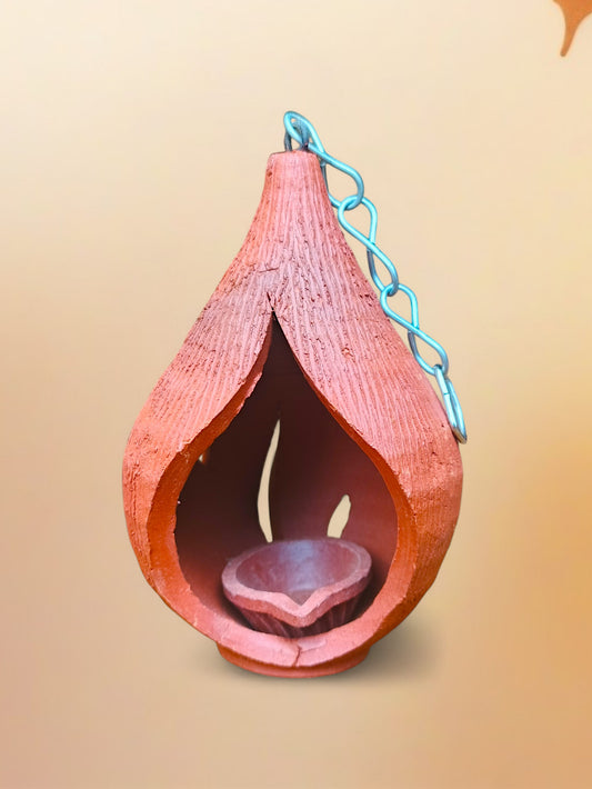 Terracotta Tear-Drop Hanging Diya | மண்பாண்ட நீர்த்துளி தொங்கும் தீபம் (velakku ) Coconut Diya